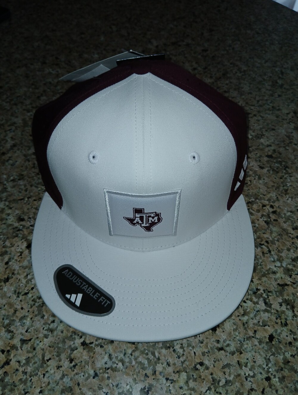 adidas Two-Tone White and Maroon Flat Bill Snapback Hat